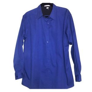 Cobalt Royal Blue button up no iron shirt.